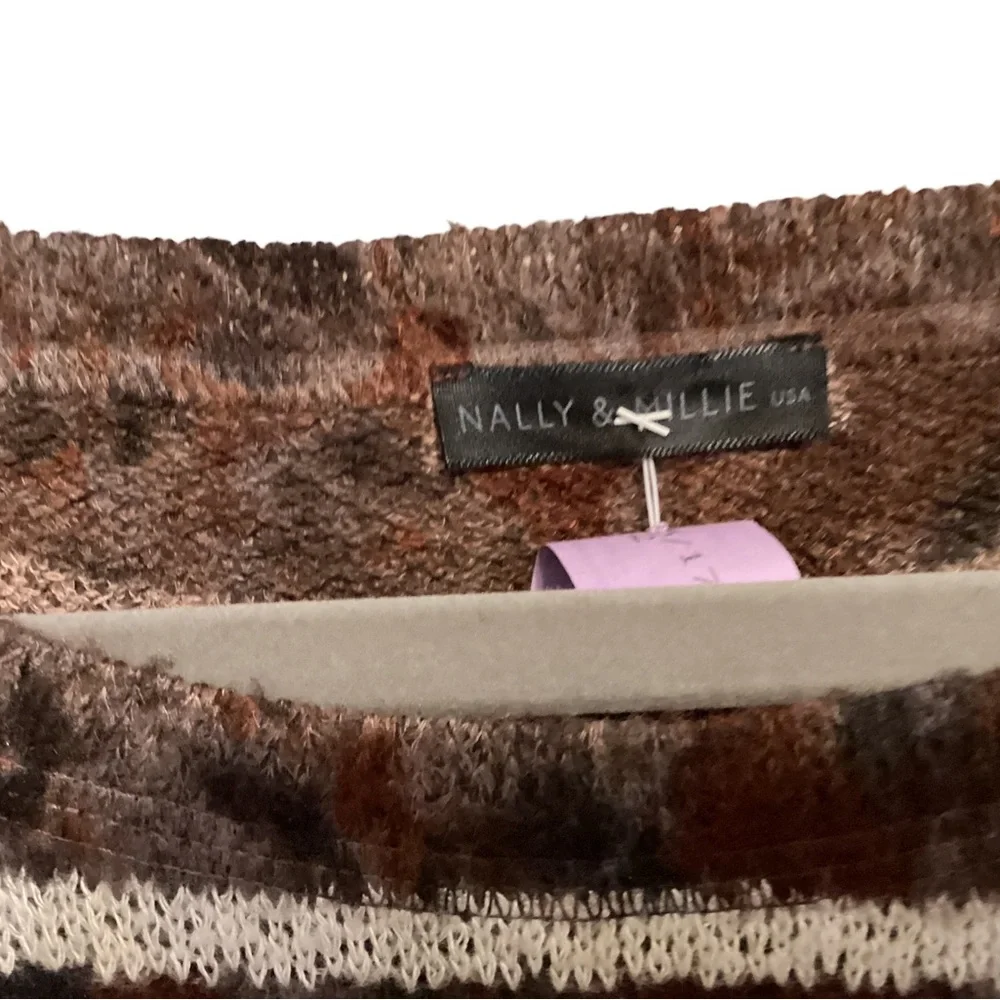 Nally&Millie pullover sweater in brown &cream stripes sizeS/M - Picture 8 of 8